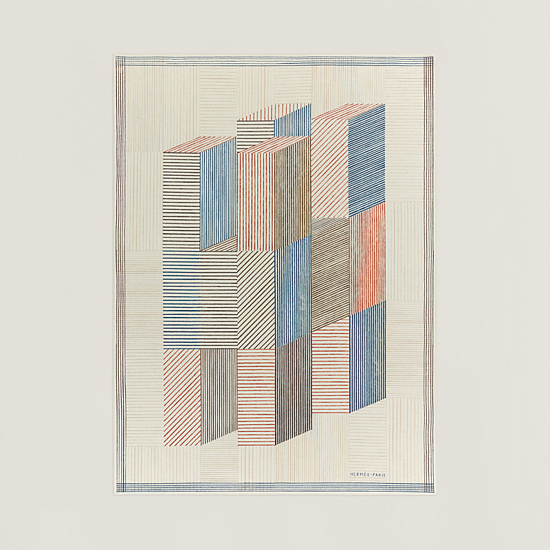 H Brick blanket - Blue | Hermès USA